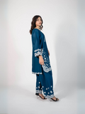 HU Studios Karam Collection Lawn Embroidered Stitched 2-Piece Suit-Blue
