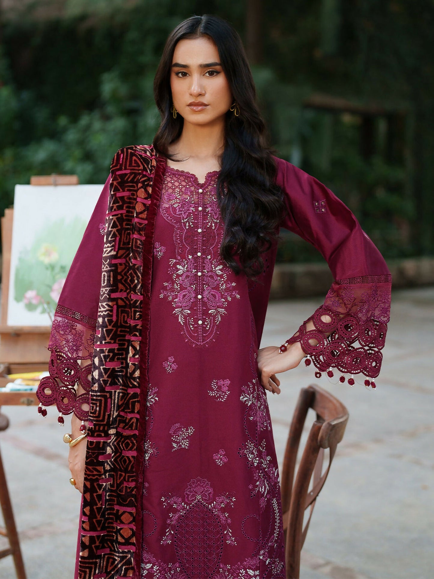 Parishay Panache Winter Corduroy Embroidered Unstitched 3-Piece Suit-PNE-09