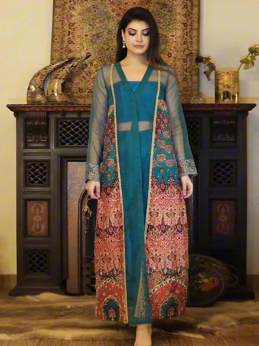 Shiza Hassan Nadia Luxury Pret Organza Embellished Stitched Jacket-Amethyst