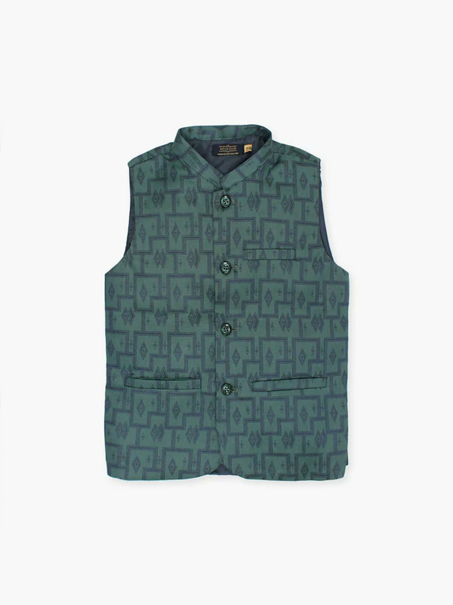 Velvour Boys Jacquard Printed Waistcoat-VW06-A