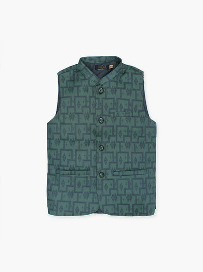 Velvour Boys Jacquard Printed Waistcoat-VW06-A