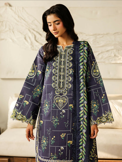 Mahnur Leila Lawn'26 Embroidered Unstitched 3-Piece Suit-L-09