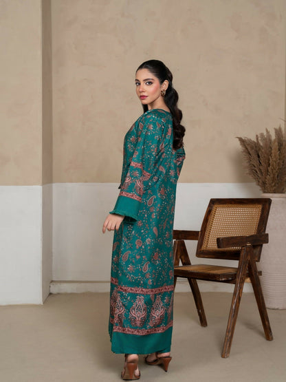 Stylish Collection Amaya Pret Silk Grip Printed Stitched 2-Piece Suit-Morni Green