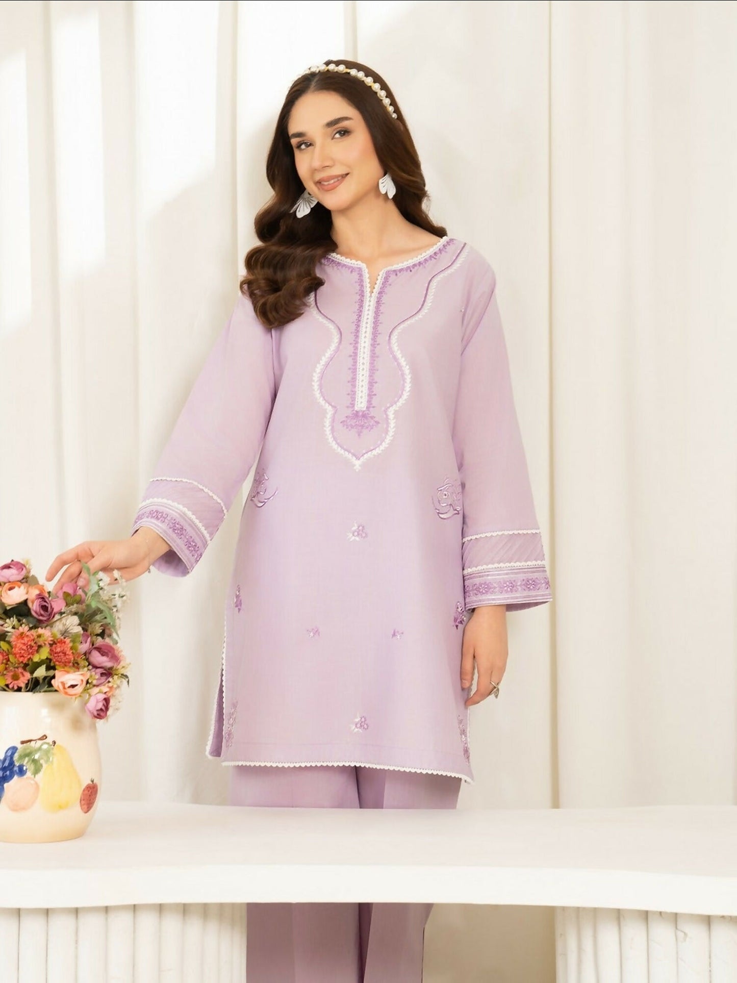 Panache Apparel Sunlit Essentials Cotton Lawn Embroidered Stitched Suit-Lavina