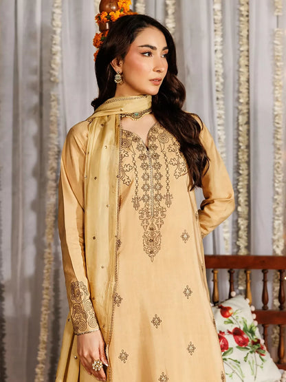 Panache Apparel Noore Eid Edit Raw Silk Embroidered Stitched Suit-Deyar