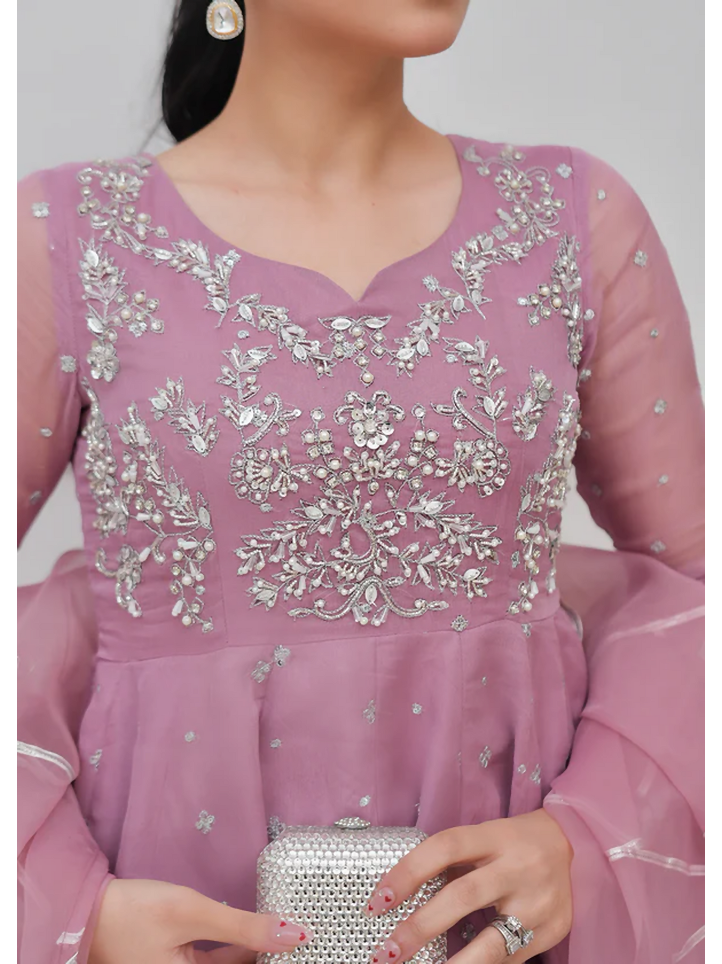 Allure By IH Lehr Chiffon Embroidered Lehenga-Mystic