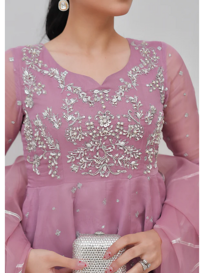 Allure By IH Lehr Chiffon Embroidered Lehenga-Mystic