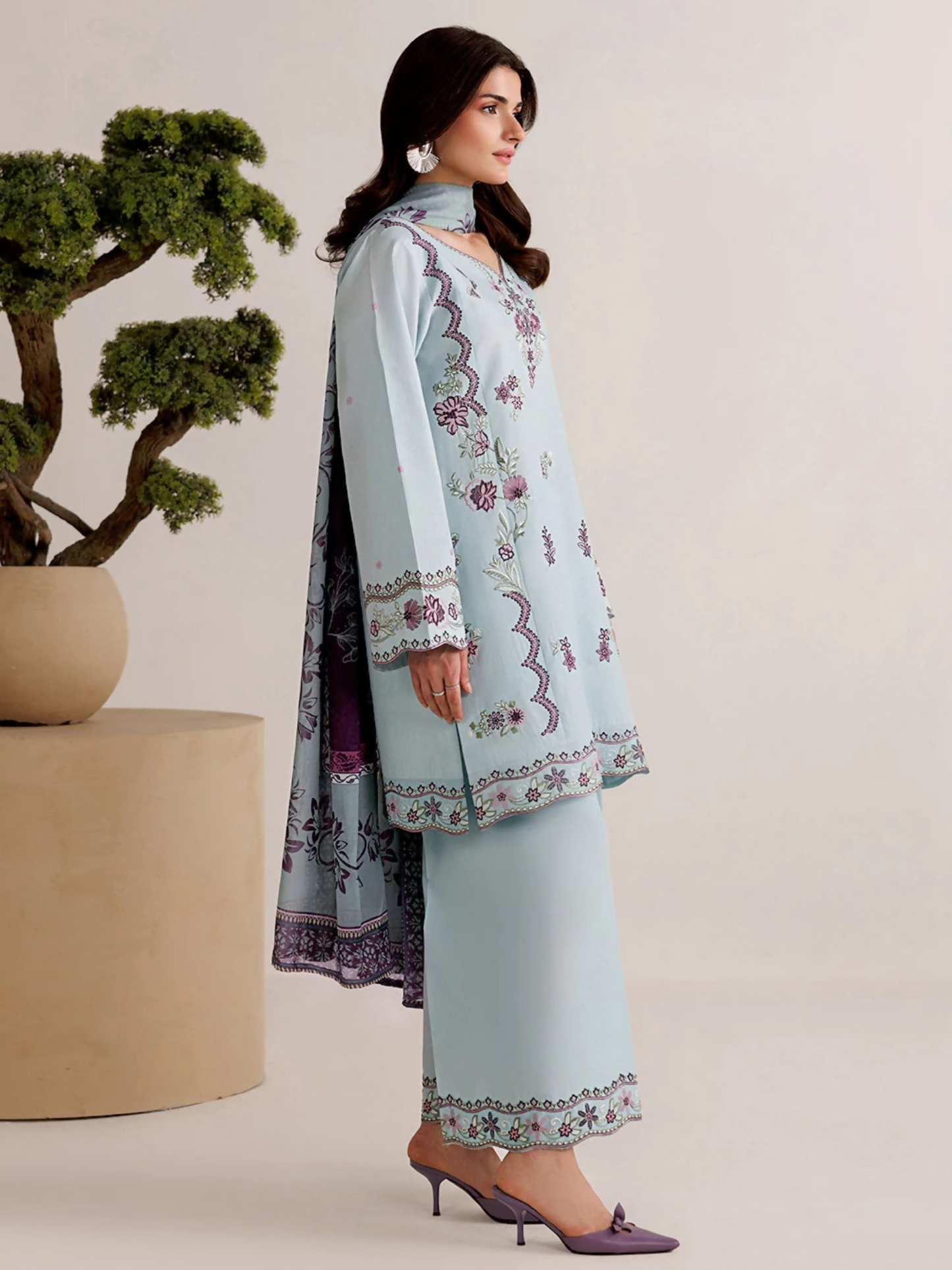Panache Apparel Mistfall Vol II Cotton Embroidered Stitched Suit-Mirelle