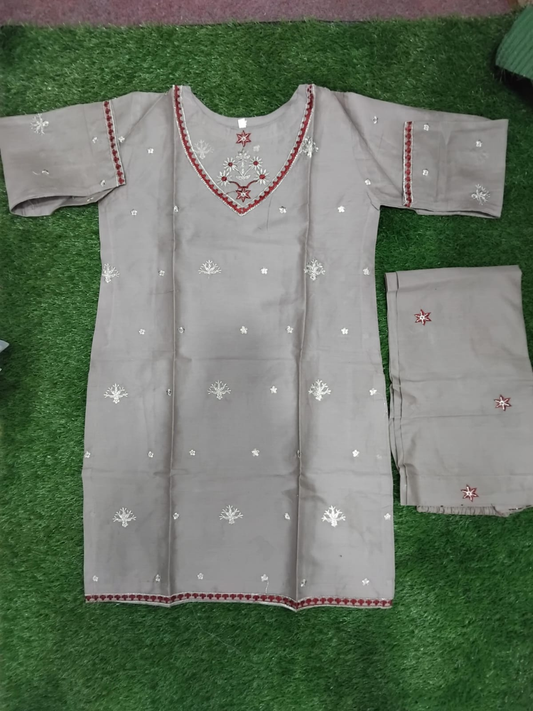 Grey Bin Shaukat Pima Lawn Embroidered Stitched 2-Piece Suit