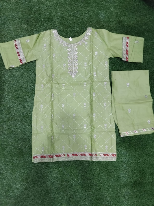 Mint Green Bin Shaukat Pima Lawn Embroidered Stitched 2-Piece Suit
