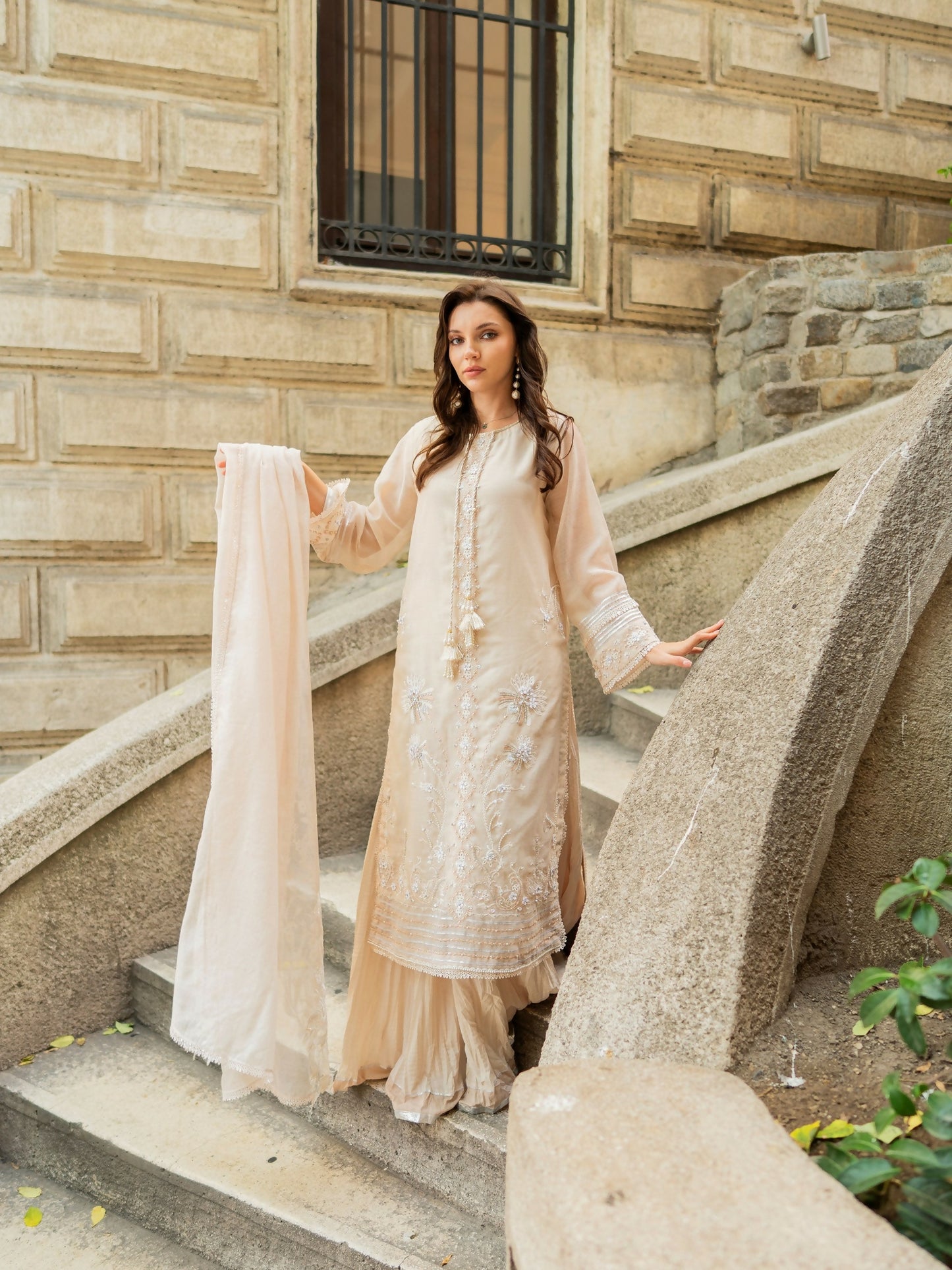 Farooq Hameed Studio EiD Collection'26 Pure Khaddi Net Embroidered Stitched 3-Piece Suit-Zavay