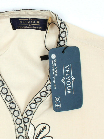 Velvour Girls Cotton Embroidered Stitched 2-Piece Suit-VG131-B