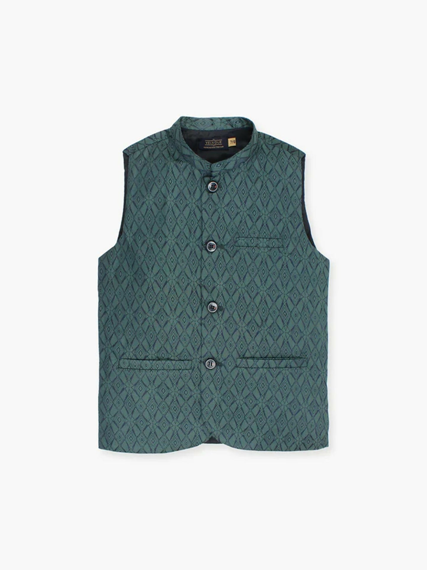Velvour Boys Jacquard Printed Waistcoat-VW05-D