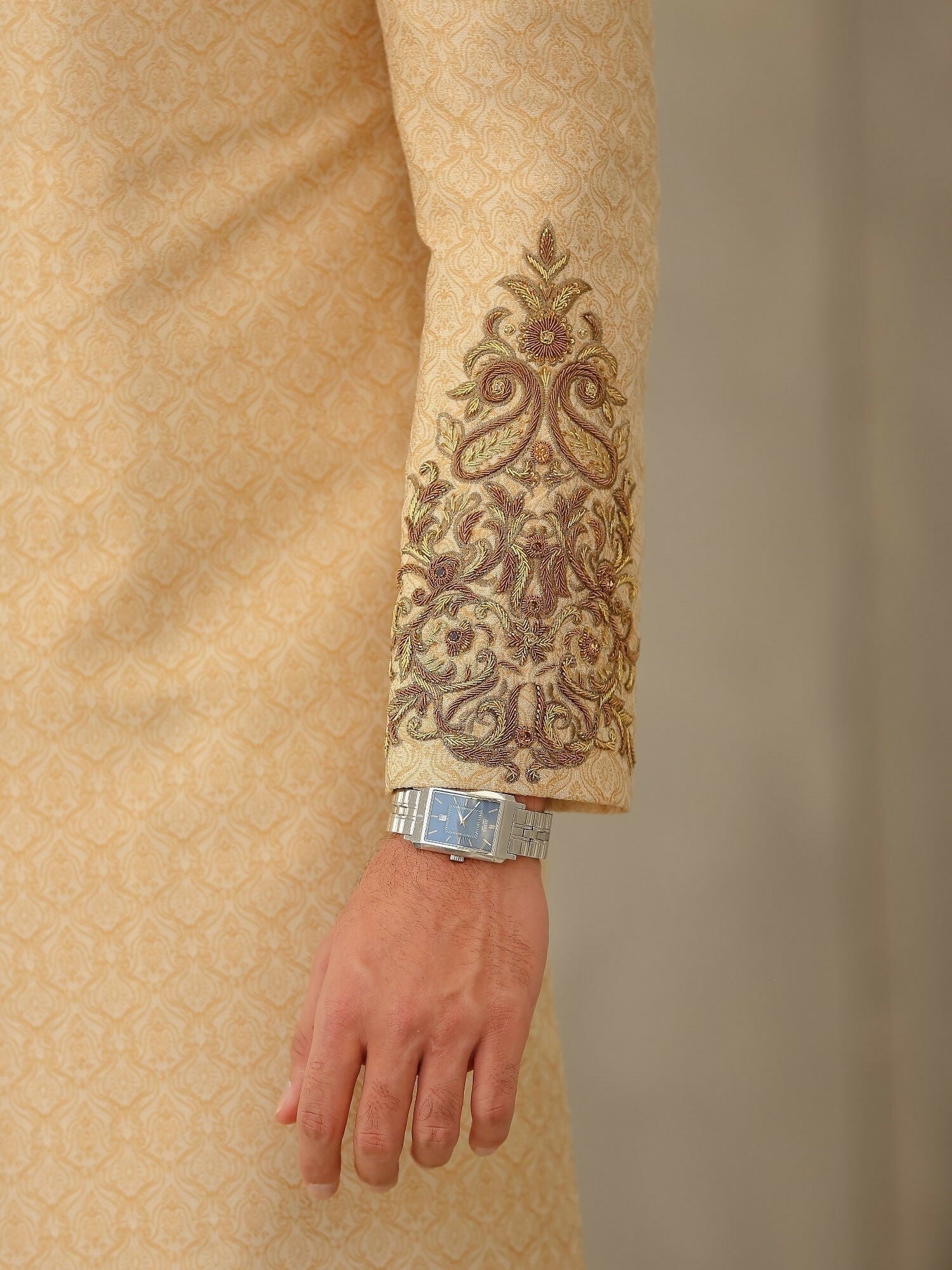 Gem Garments Afsanah Jamawar Embellished Sherwani-Naz