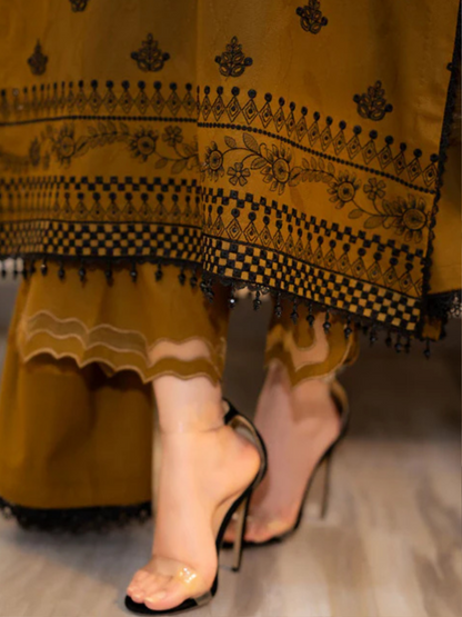 Tawakal Closet Linen Embroidered Stitched 3-Piece Suit-Zaitoon