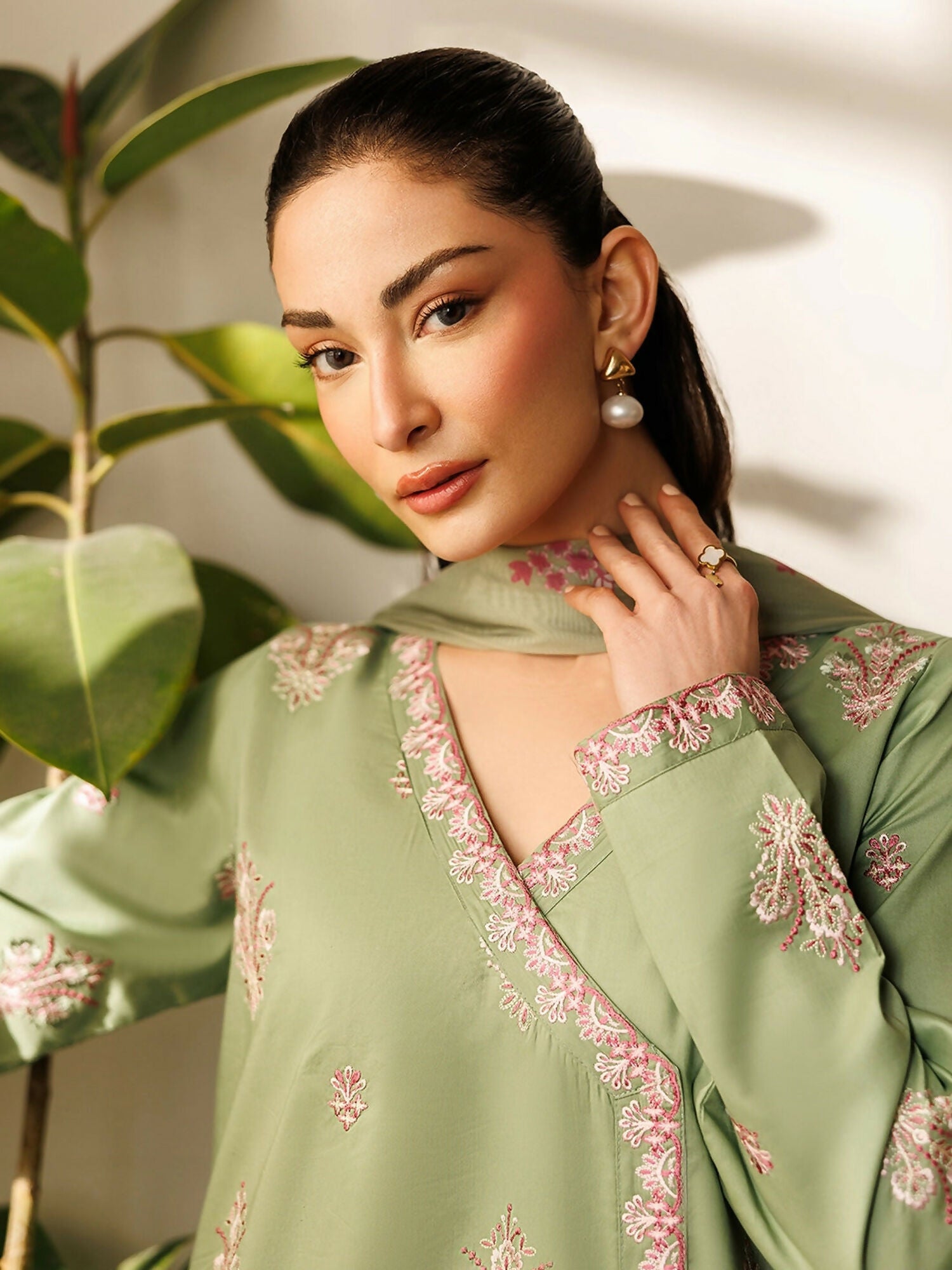 Panache Apparel Mistfall Ramadan Edit Cotton Embroidered Stitched Suit-Vera