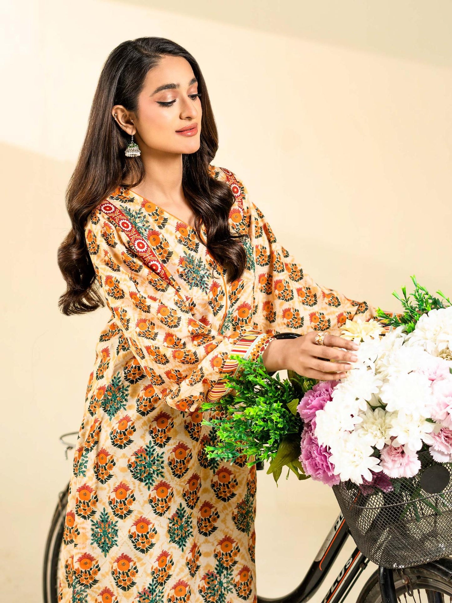 yellow-Rabazka Blended Lawn Embroidered Stitched Shirt-WRTW-PLCK-1PC-S26-05