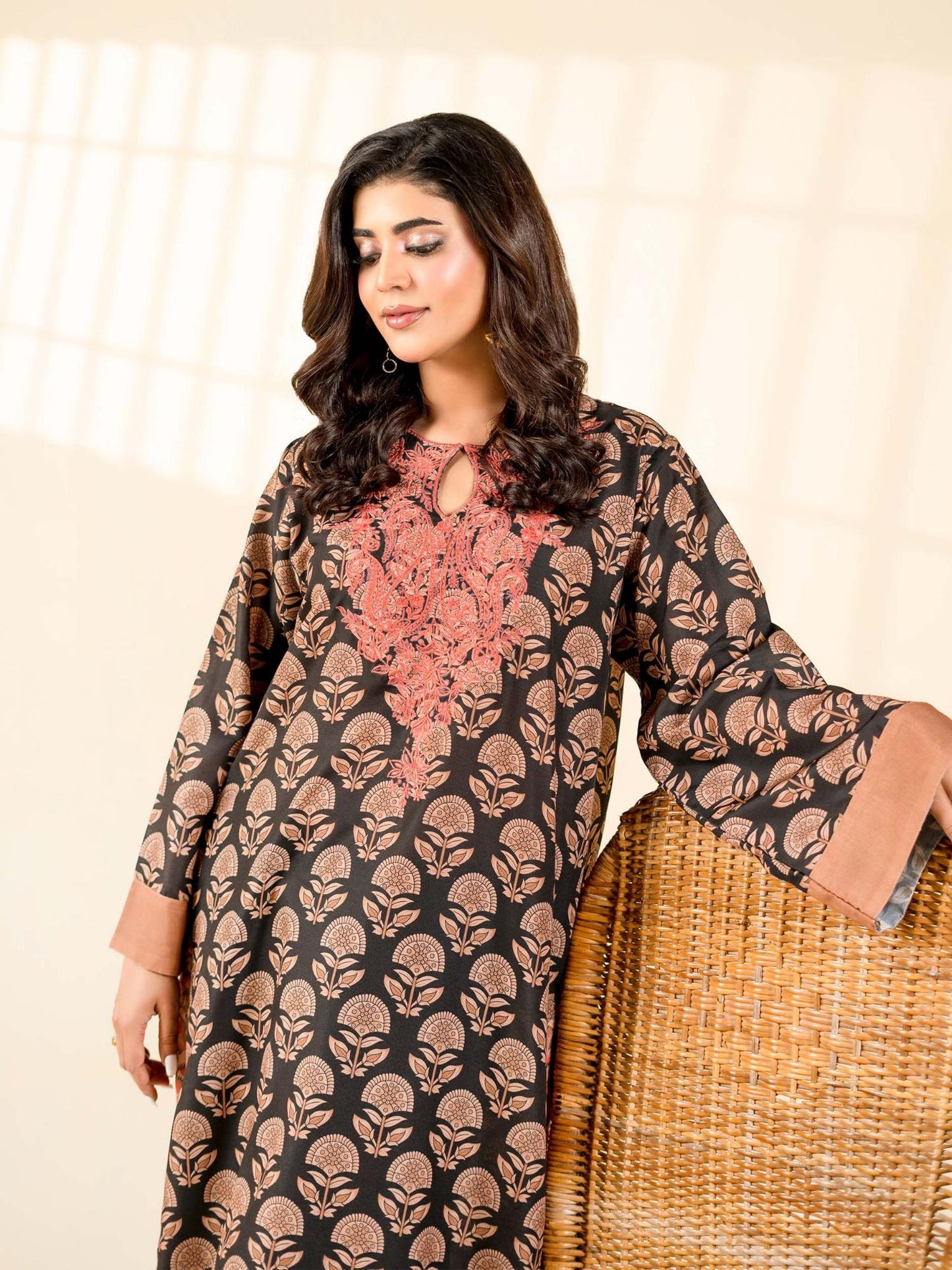 Black- Rabazka Blended Lawn Stitched Shirt-WRTW-PLCK-1PC-S26-08