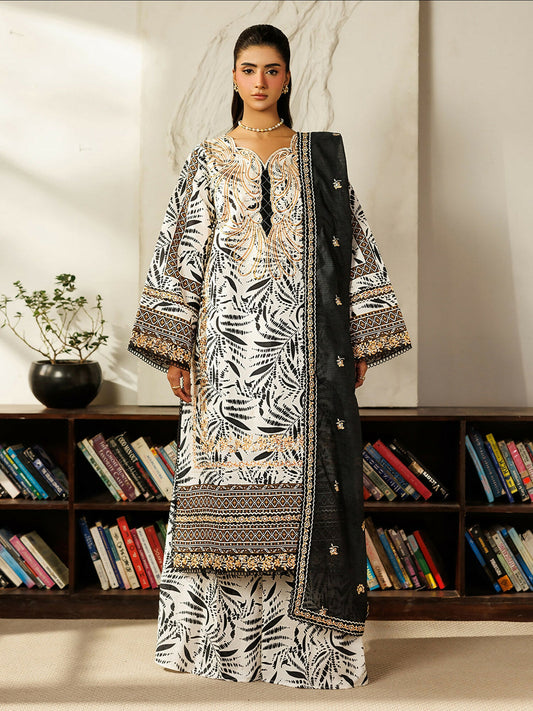 Mahnur Leila Lawn'26 Embroidered Unstitched 3-Piece Suit-L-08