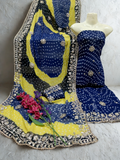 Musk Chunri Printed Hand-Embellished Gota Work Unstitched 2-Piece Suit-1B