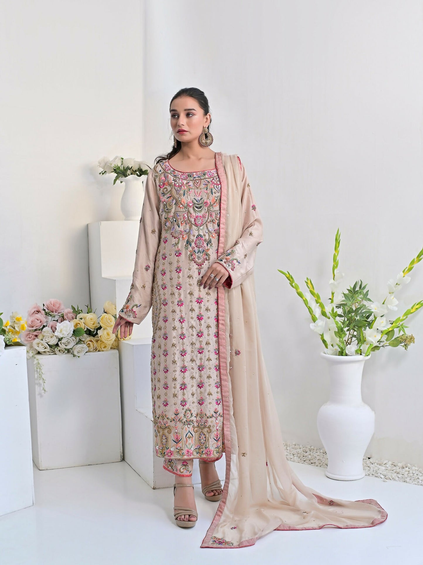 Ruby's Couture Wedding Collection Pure Silk Embellished Stitched 3-Piece Suit-Mastani