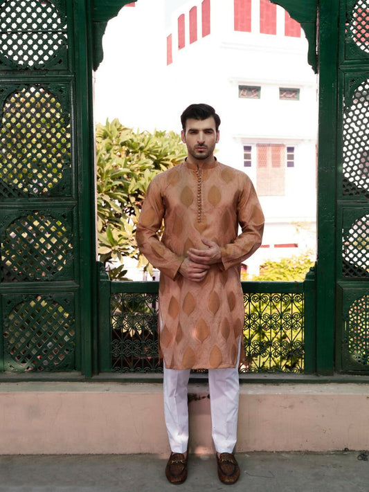 Brown Fabrich Men Embroidered Unstitched Shalwar Kameez-GTS-SK-005