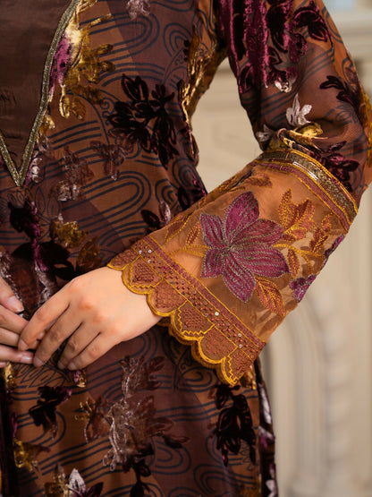 Noori Palachi Embossed Printed and Embroidered Unstitched 3-Piece Suit