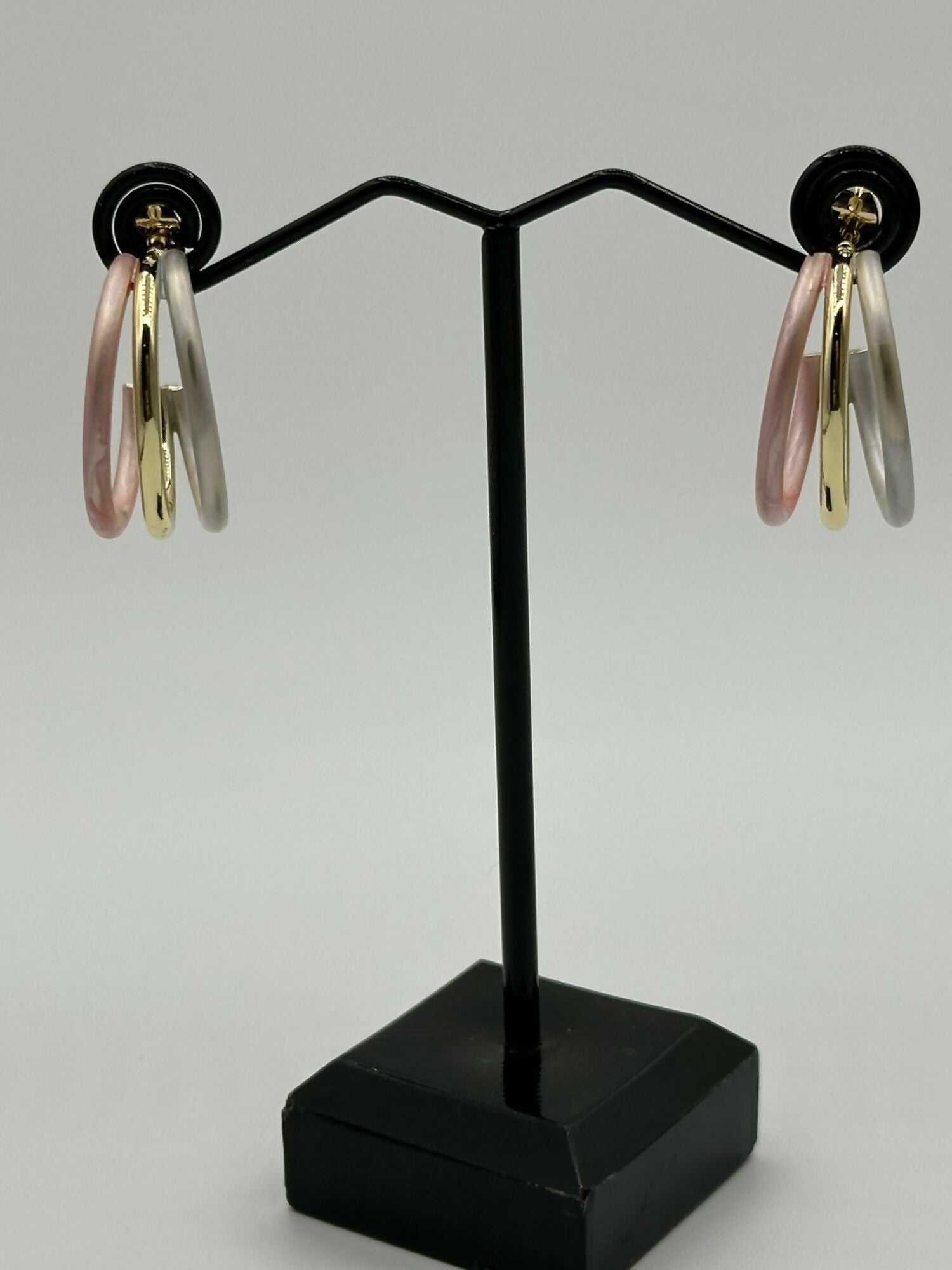 H&A Jewellery Handcrafted Triple-Tone Brass Hoop Earrings