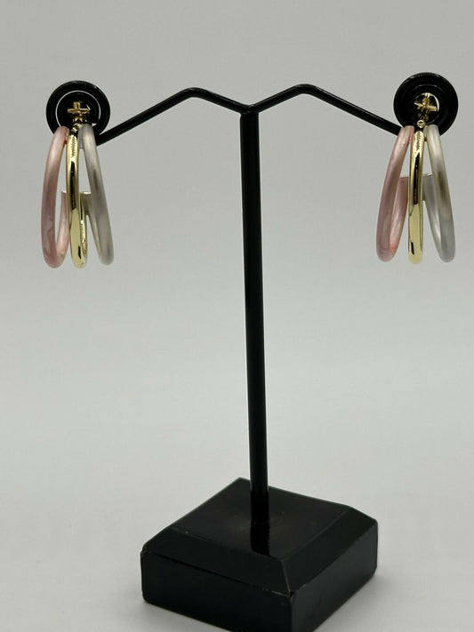 H&A Jewellery Handcrafted Triple-Tone Brass Hoop Earrings
