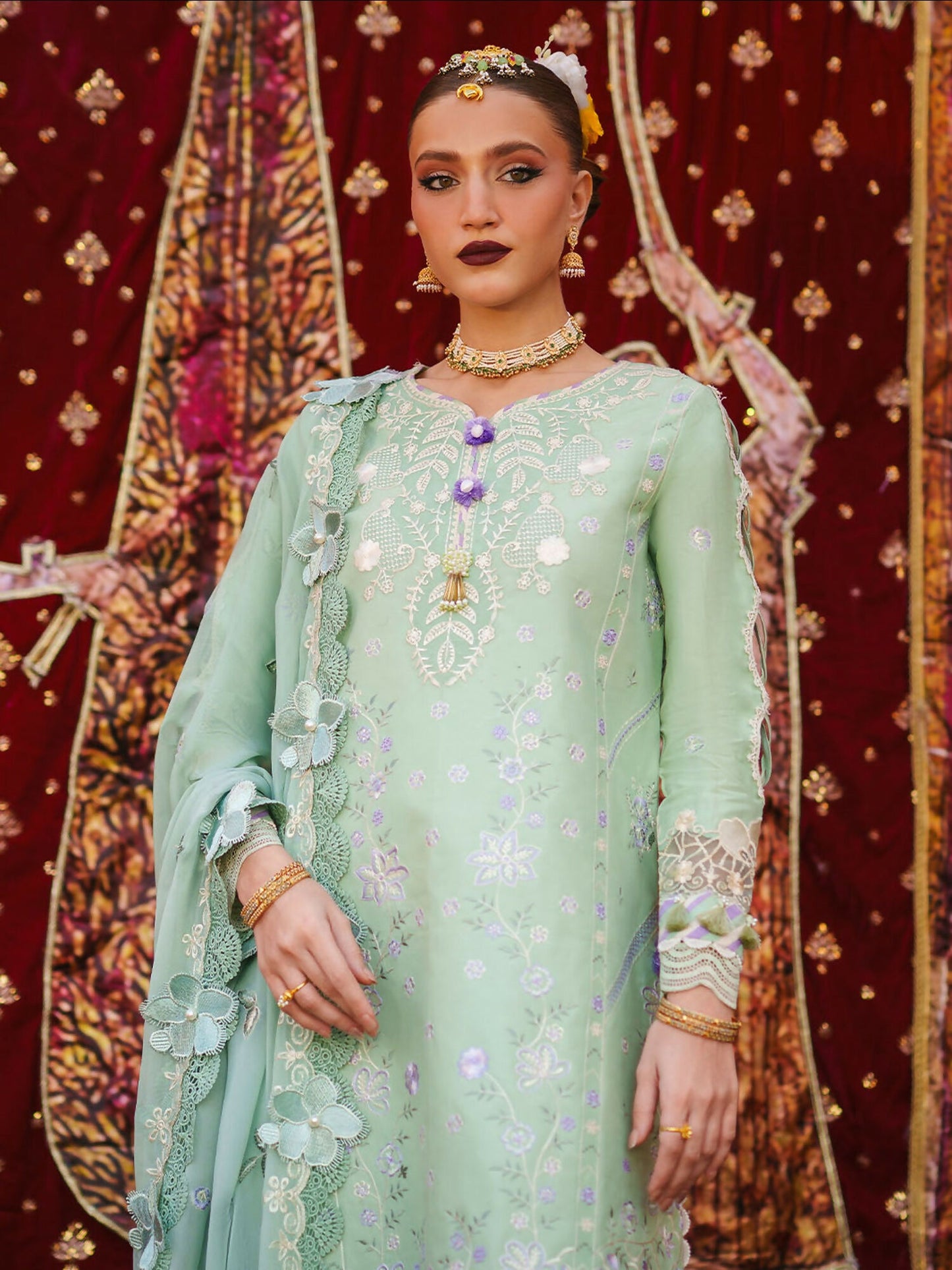 Mahnur Gul Luxury Lawn'26 Embroidered Stitched 3-Piece Suit-G-011