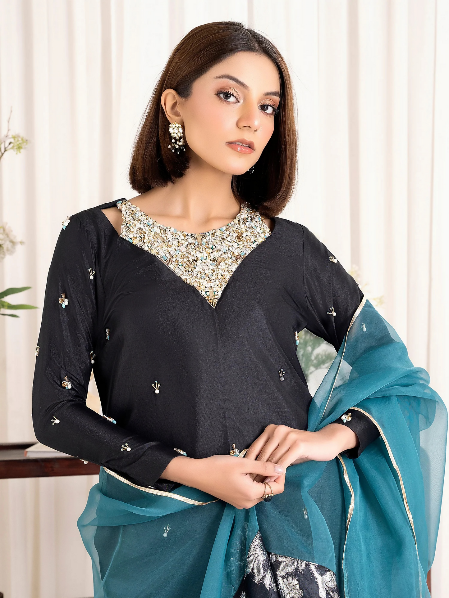 Allure By IH Luxury Pret Raw Silk Embellished Stitched 3-Piece Suit-Rita