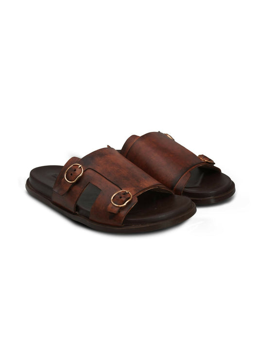 Men's cow leather slippers by Royale Leather with durable sole and sleek design, ideal for casual all-day wear