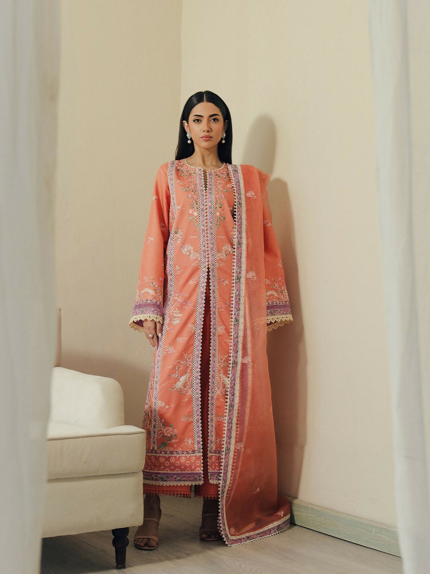 Afrozeh Day Break'26 Lawn Embroidered Unstitched 3-Piece Suit-Skyhush