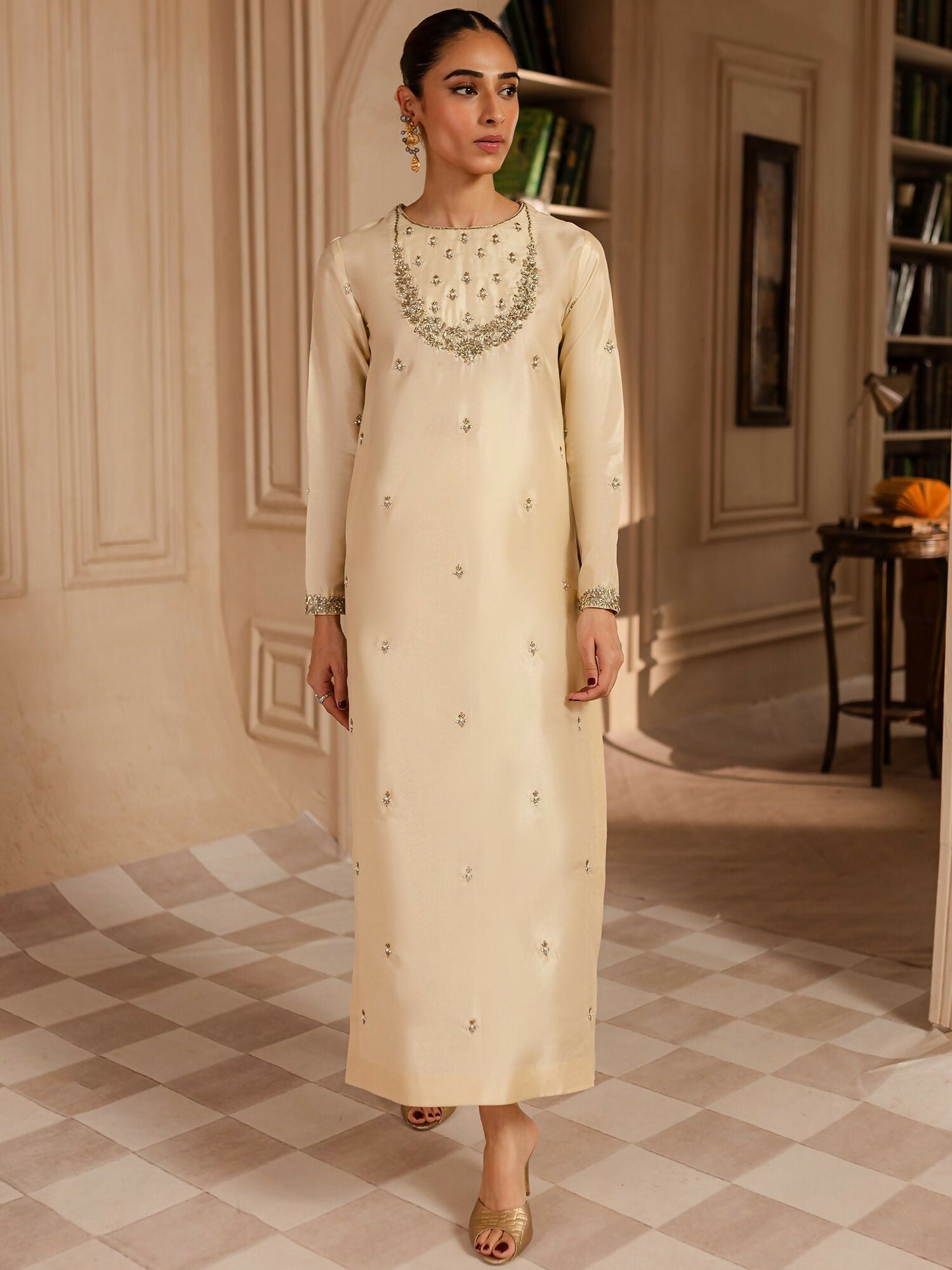 Allure By IH Luxury Pret Raw Silk Embellished Stitched 3-Piece Suit-Charlie