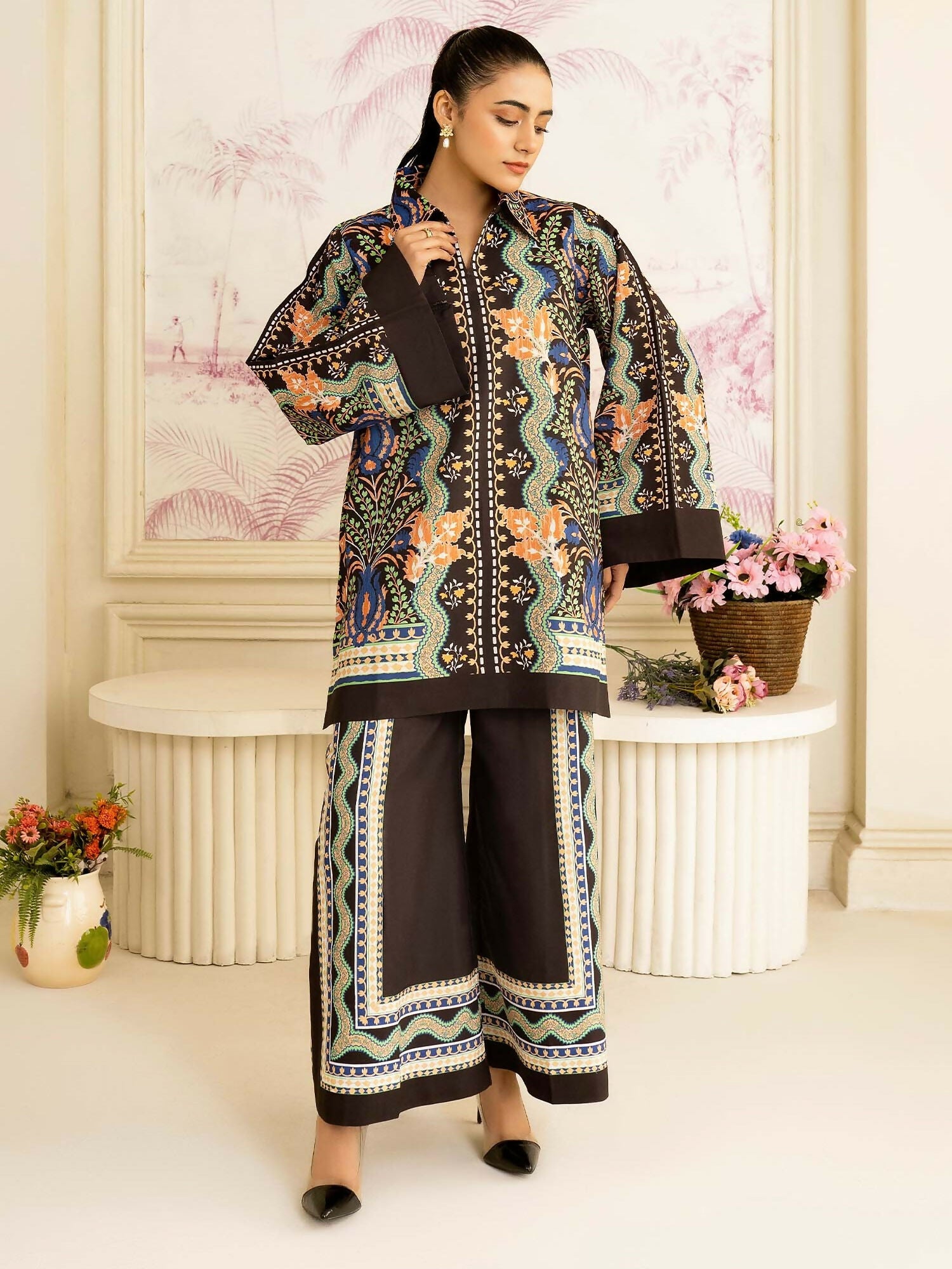 Allure By IH Salina Lawn Silk Printed Co-Ord Set-Gina