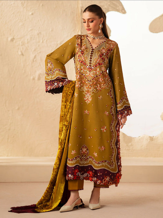 Binilyas Saqqara Kotrai Embroidered Unstitched 3-Piece Suit-163-A