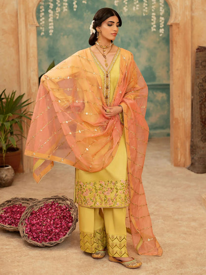 Shurooq Kanpur 1912 Silk Embellished Stitched 3-Piece Suit-Kaiserbagh