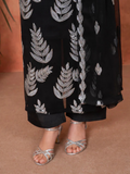 Stylish Collection Majeste Crinkle Chiffon Embroidered Stitched 3-Piece Suit-Zirwah Black