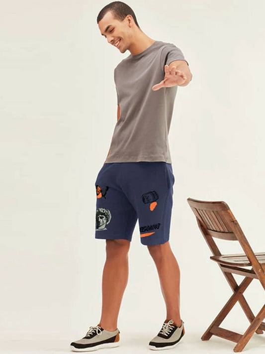 Jupiter Printed Figure Graphic Terry shorts-13341