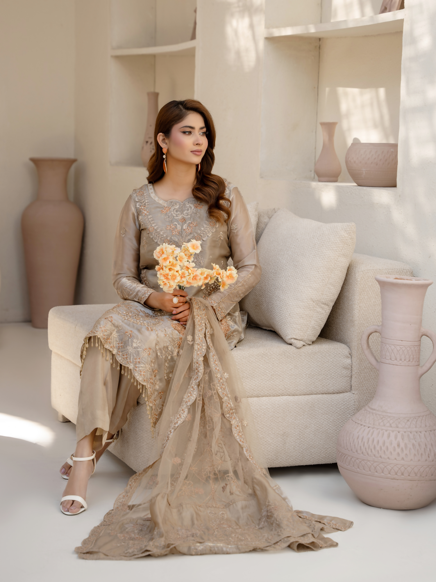 Noori Silk Embroidered Stitched 3-Piece Suit