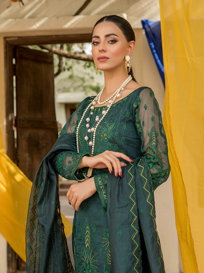 Panache Apparel Organza Net Embroidered Stitched 2-Piece Suit-Maya