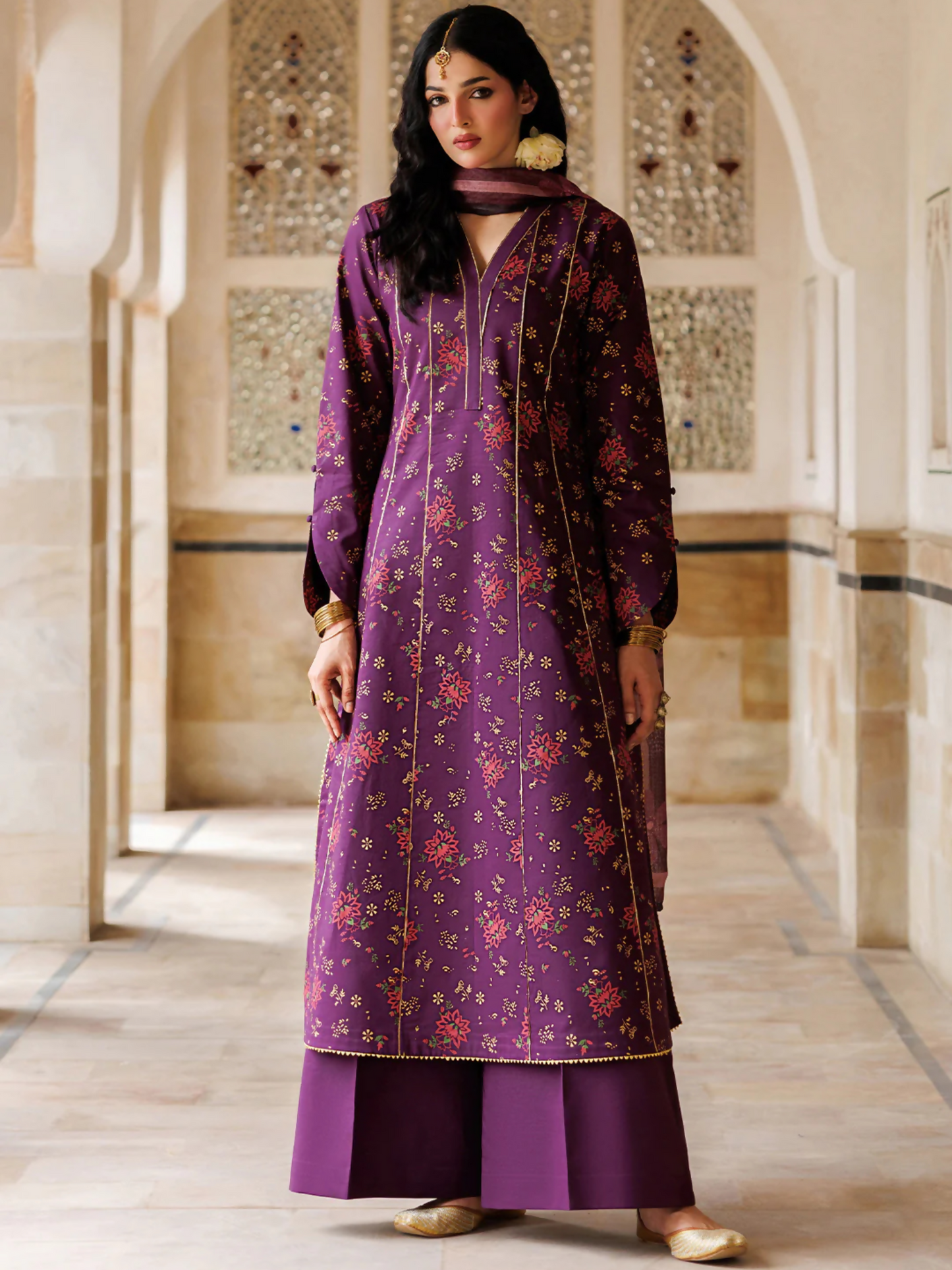 Purple Panache Apparel Noor Mahal Cotton Printed Stitched Suit-Liyana