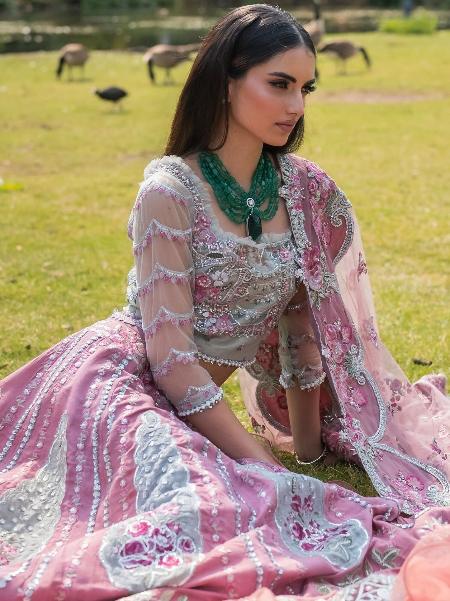 Shiza Hassan Lillian Wedding Formals Net Embellished Stitched 3-Piece Suit-Irina