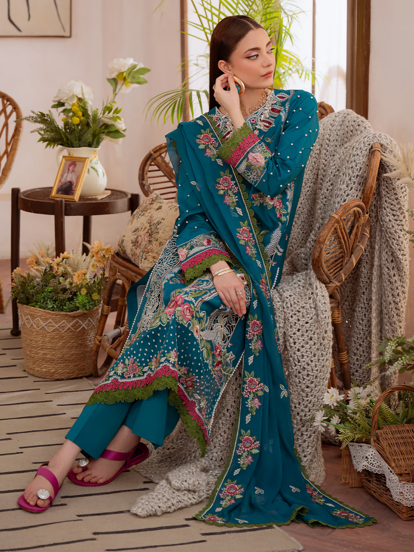 Mahnur Shanaya Lawn Embroidered Unstitched 3-Piece Suit-SN-12