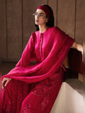Hussain Rehar Luxury Pret Eid'24 Raw Silk Embellished Stitched 3-Piece Suit-Cerise