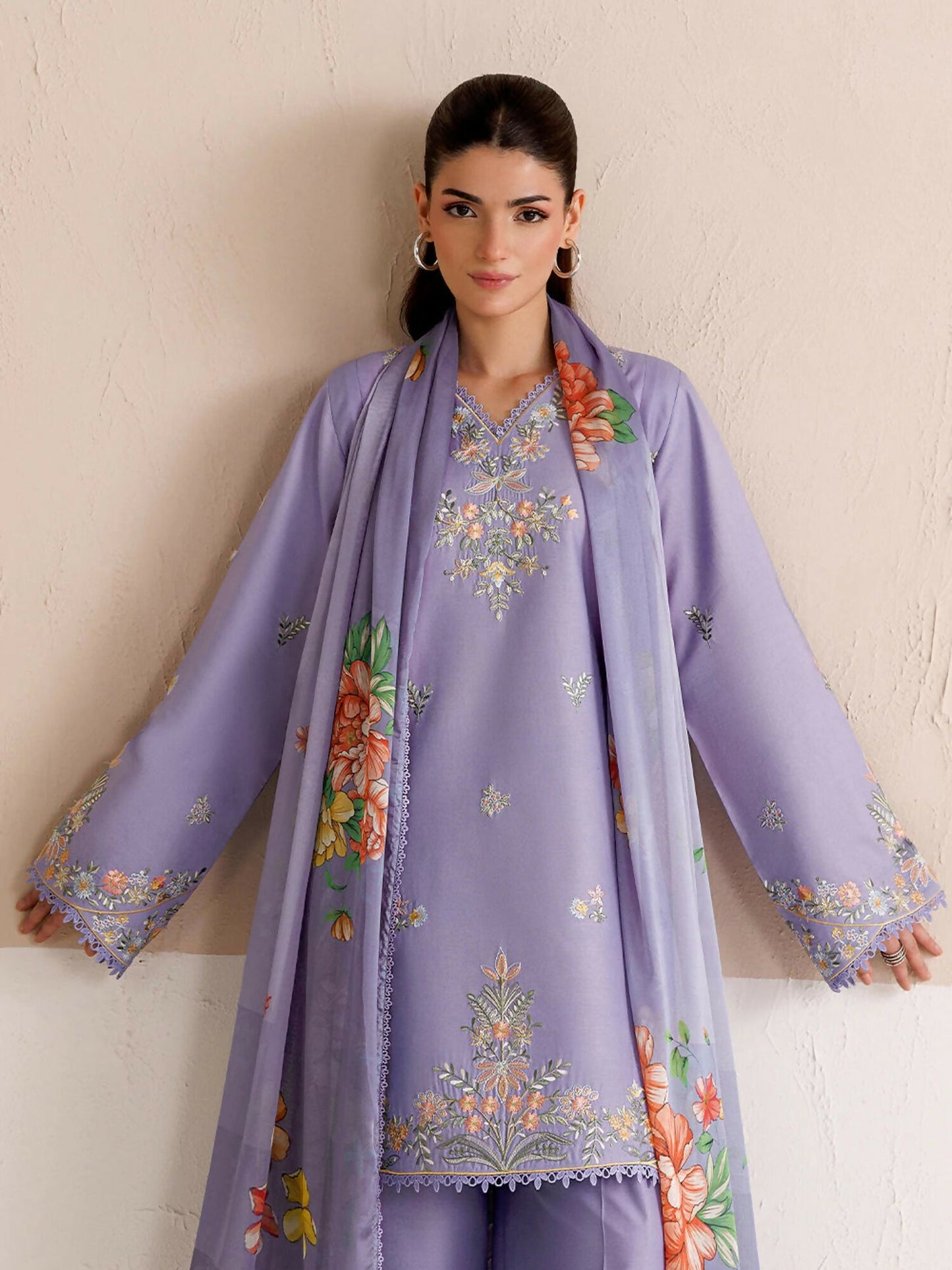 Panache Apparel Mistfall Vol II Cotton Embroidered Stitched Suit-Noera