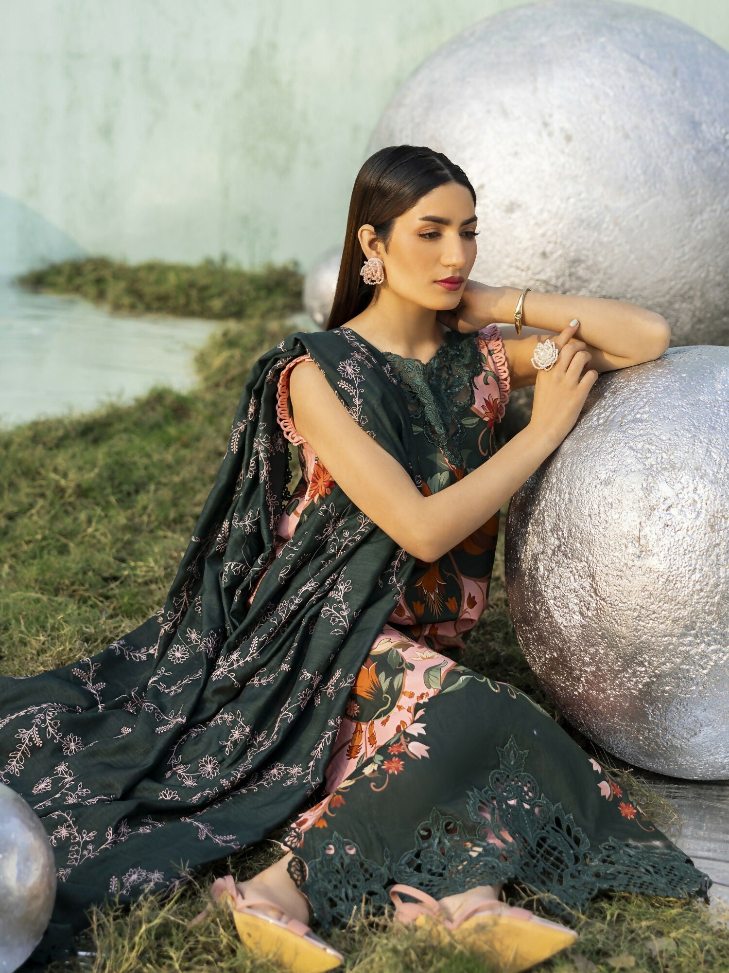 Parishay Ivy Bloom'26 Lawn Embroidered Unstitched 3-Piece Suit-IB-05