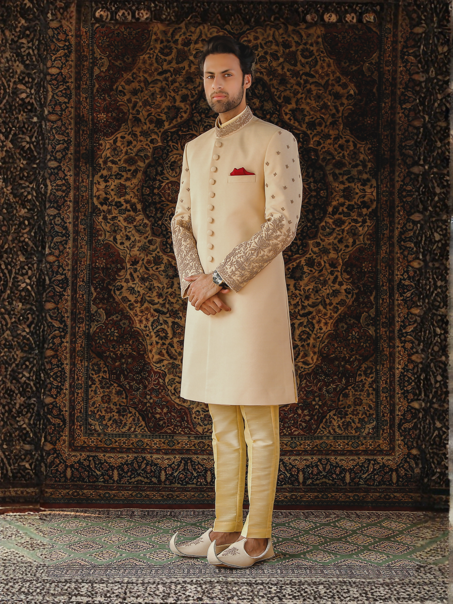 Gem Garments The Sartorial Edit Jacquard Embellished Sherwani-Zaheer