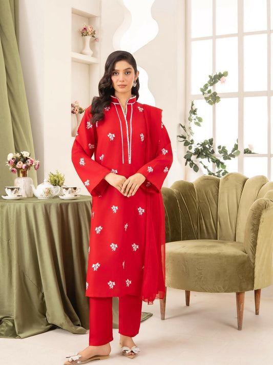 Stylish Collection Serene Summer Linen Embroidered Stitched 3-Piece Suit–Bahar