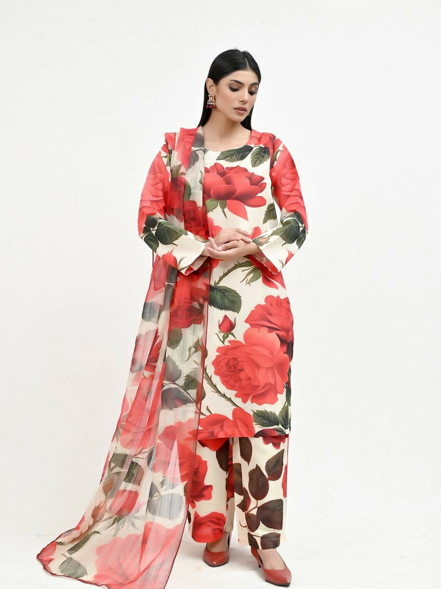 Imran Aftab Valentine's Day Raw Silk Printed Unstitched 3-Piece Suit-IAVD 03